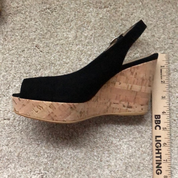 Stuart Weitzman Wedge Sandals. 6. Black. New! - Picture 6 of 7